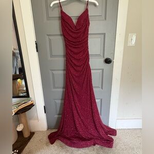 Windsor Red Sequin Ruched Strapless Gown